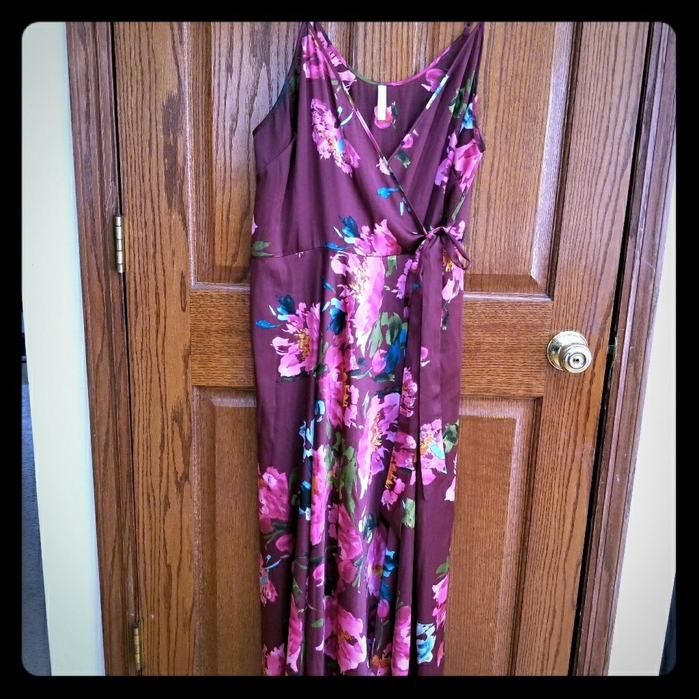 Xhiliration Floral Faux Wrap Dress
